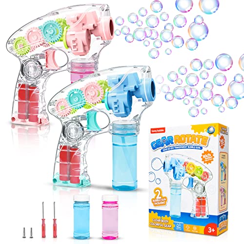 Panacare Pistolet à bulles * 2 Pcs,Souffleur à bulles pour enfants 1500+ bulles par minute avec solution à bulles * 2,Machine a Bulle Automatique Portable pour Enfant 3 4 5 6 7 8Ans/anniversaire/fête