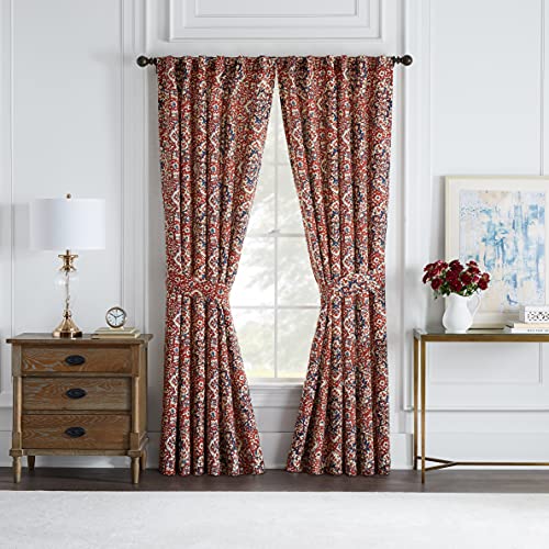 Waverly Tabriz Valance Rod Pocket Window Curtains for Kitchen or Living Room, 60" x 16", Laquer