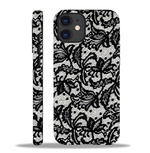 Coque compatible charge sans fil iPhone 15 Pro dentelle noire antichoc