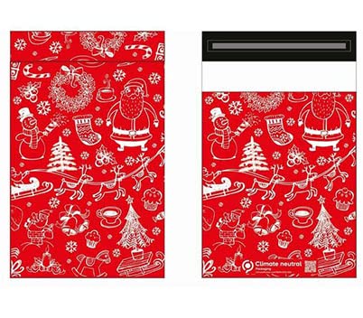 Christmas Red 10" x 14" Plastic Postage Mailing Bags 1000 Pack