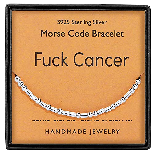 Gleamart Morse Code Bracelets Sterling Silver Beads Silk Cord Bangles * Cancer