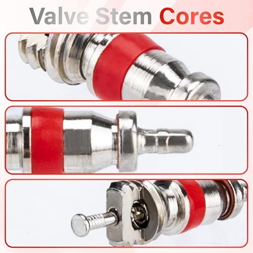 Image of ecocstm 100 PCS Schrader Tire Valve Cores, Copper-Plated Chrome Valve Stem Cores, Standard US Size, Universal Tire Valve Core, Compatible with Cars, Trucks, Motorcycles, Bicycles & HVAC Systems