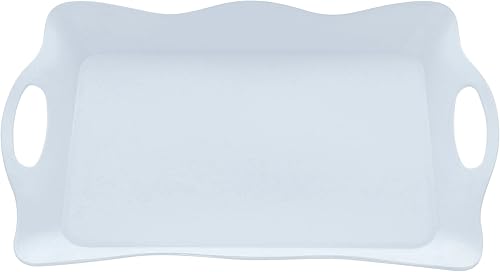 Miniatura 5 de Creekview Home Emporium Bandeja de plástico blanco para servir con asas, paquete de 3 bandejas y bandejas grandes y resistentes para servir fiestas