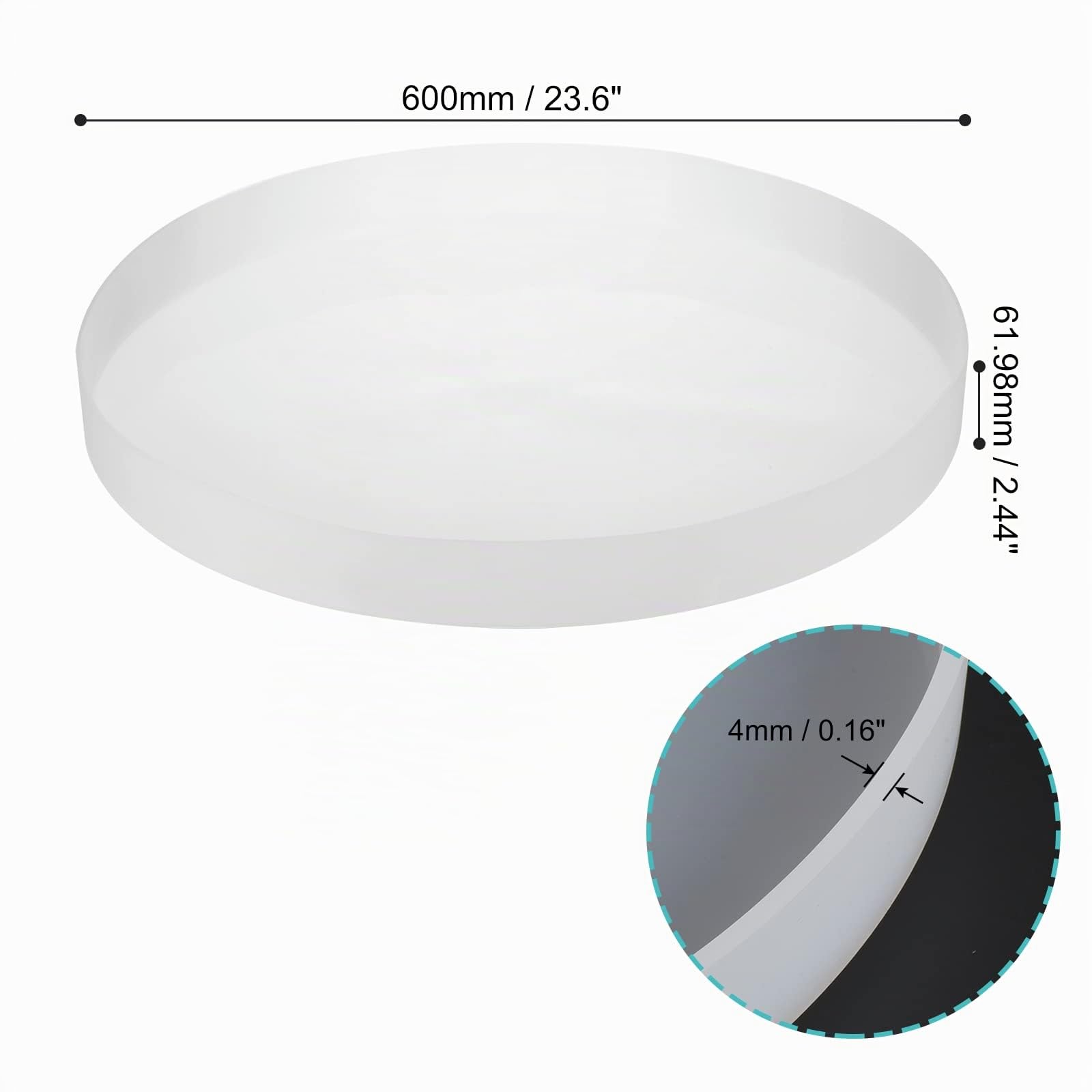 sourcing map Moule à charcuterie en résine et silicone pour planche à charcuterie, 60 cm, moule époxy, planche à découper, table basse pour loisirs créatifs, décoration d'intérieur (rond)