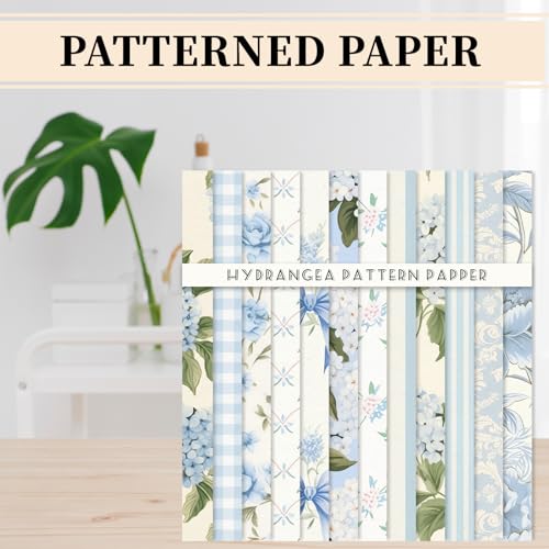 JarThenaAMCS 24 Sheet 6 x 6 Inch Light Blue Hydrangea Pattern Paper Spring Summer Floral Double Sided Craft Scrapbook Specialty Paper for DIY Card Making Photo Album Decor