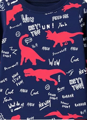Image of Trampoline Boys Terry Loop T-Shirt & Trackpant Set | Soft & Warm Dinosaur Printed Co-ord for Boys