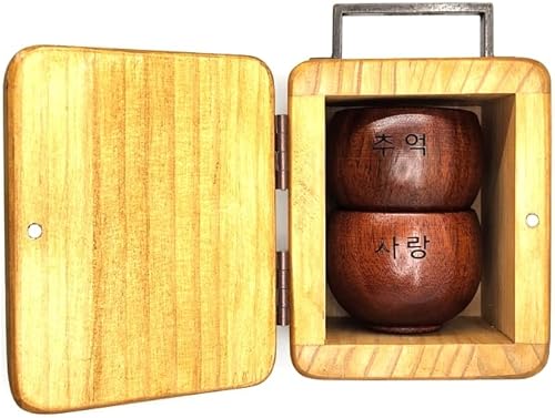 Miniatura 2 de Copas de camping tradicionales coreanas Soju Shot, vidrio de sake lacado de madera y madera + caja de madera natural + embalaje Hangul (caja de