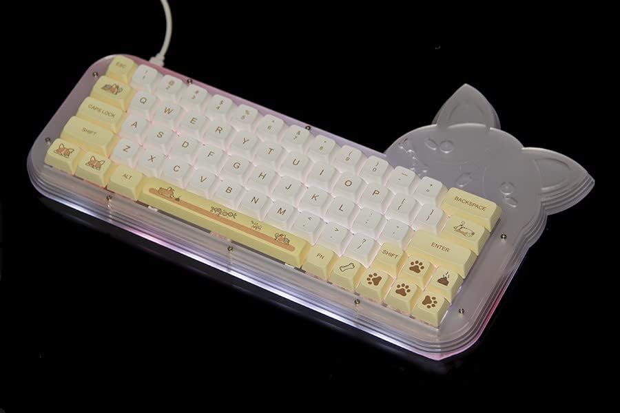 Cmokifuly Puppy Cute Keyboard Kit with keycaps installed and RGB lighting active