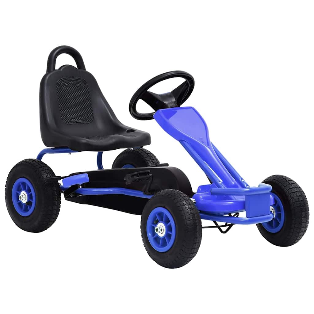 Mangloder Pedal Go-Kart mit Luftreifen Blau für Kinder von 3 bis 6 Jahren, Kinderfahrzeug mit Handbremse, stabile Gummireifen, kindgerechtes Design, ideal für Garten und Freizeit