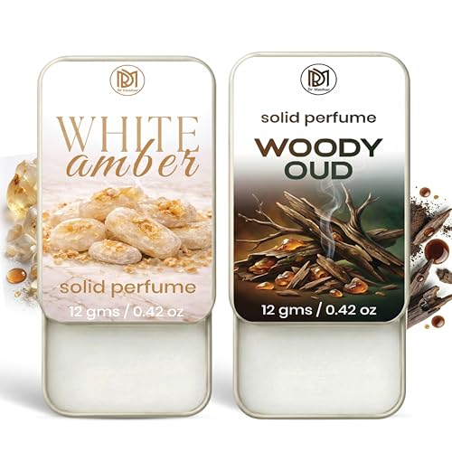 Image of Dr.Mashur Solid Perfume |Woody oud&White amber Alcohol Free Wax Perfume Balm, Long Lasting | Pocket Tin 12g, Pack Of 2| Non Greasy Smooth Glide, Travel Friendly Unisex Gifts He Or Her