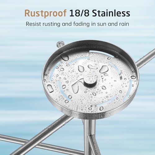 Natural Marble Outdoor Towel Rack with Weighted Base, KES 5-Feet Pool Towel Rack Outdoor for Hot Tub 18/8 Stainless Steel, Adjustable 3 Arms with Storage Tray, Brushed Finish OTR200-2