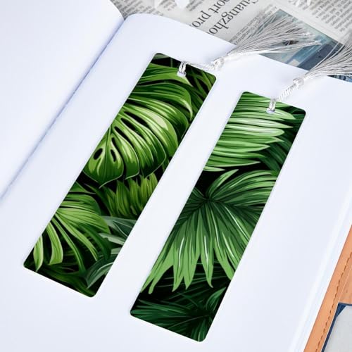 Marque-pages à pompons et feuilles de palmier, idée cadeau lecteur