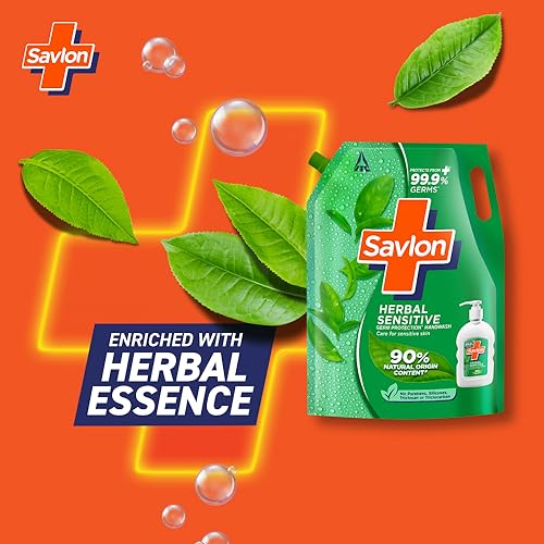 Savlon Herbal Sensitive Germ Protection Liquid Handwash Refill Pouch, 1.35L or above - Image 5