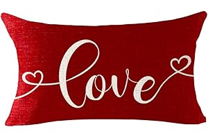 Romantic Valentine's Mother's Day Soft Lumbar Cotton Linen Red Throw Pillow Covers Case Home Decor