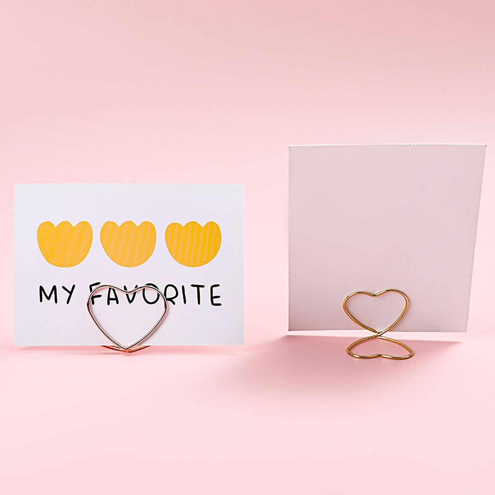 Zbdroxygen 14 Pcs Menu Card Holder, Double Layer Heart Photo Stand, Gold Table Numbers for Restaurant, Elegant Display for Wedding Events and Office Notices 4