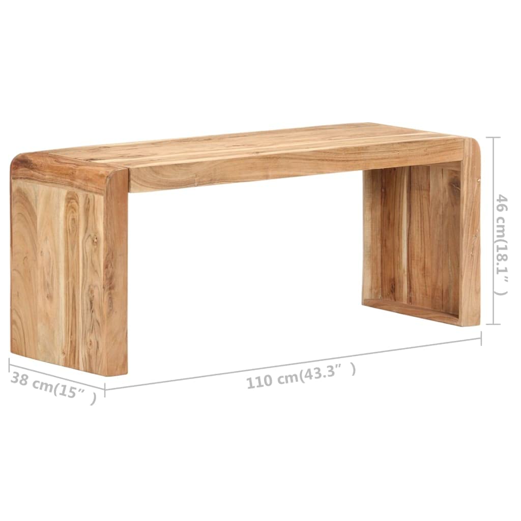 vidaXL Banco Jardín Muebles Mobiliario Terraza Patio Balcón Exterior Decoración Recibidor Asiento Silla 110x38x46 cm Madera de Acacia Maciza