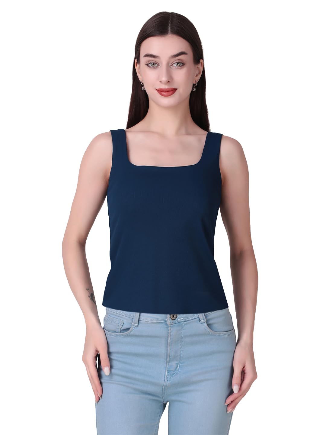 Sizi Women Padded Camisole Workout Top| Tank Top with No Trace,Square Neck Seamless Vest,Elastic Removable Wide Shoulder Strap Camisole-picture-10