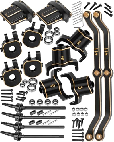 RCHuiWow RC Brass Axle Widening w/Diff Covers Upgrades Part for 1/18 Trx4m,11mm Wider on Each Side Axle Widening(2 Front) & 2 Diff Covers Upgrades for TRX4-M,Black