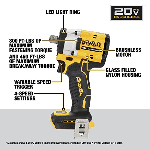 DEWALT Chave de impacto sem fio ATOMIC 20V MAX* 1/2