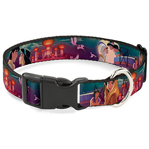 Image of Buckle-Down Breakaway Cat Collar - Aladdin & Jasmine Scenes /Castle /Birds - 1 /2 inch Wide - Fits 9-15 inch Neck - Large
