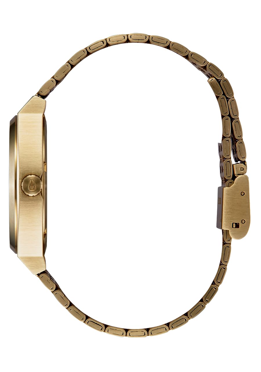 Nixon Reloj analógico de Cuarzo para Hombre con Correa de Acero Inoxidable A045-5164-00, Champagne Negro-Rojo