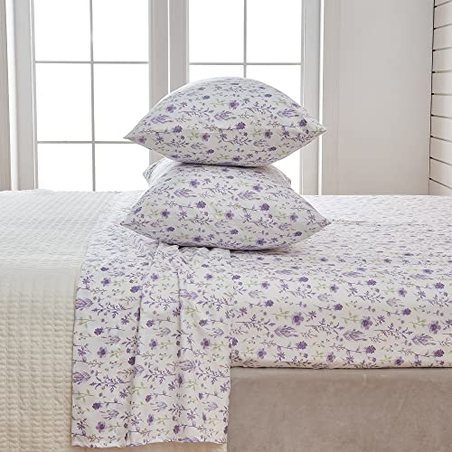 Great Bay Home 4-Piece Floral Print Ultra-Soft Microfiber Sheet Set. Wrinkle Free, Comfortable, All-Season Bed Sheets. (Full, Colorful Floral - Lavender) #TOP1