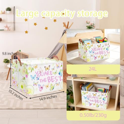 Image of NTAOHAMPER Rectangular Storage Basket Empty,Storage Bin with Handles,Room Decor,Gift Basket,Book Box(Blessing Butterfly)