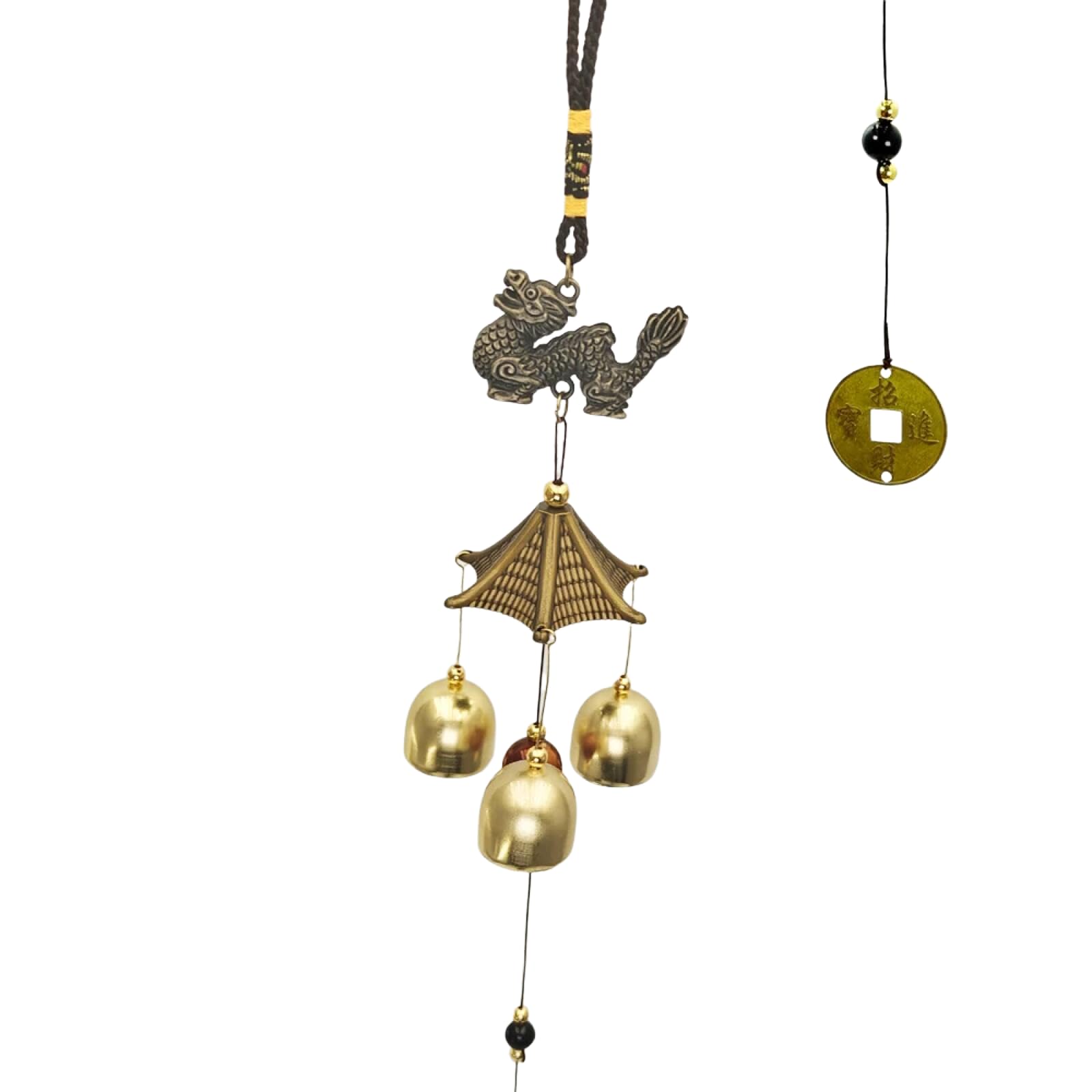 1 PC Lucky Wind Chimes Feng Shui Hanging Wind Chimes for Garden Good Luck Chinese Wind Bells with Coin Matel Bells Butterfly Cat，D