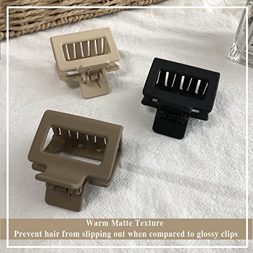 Venhay Hair Claw Clips Small Rectangle 2 Inch Matte Square No Slip Medium Clip Multi-Colored Neutral Little Clip For Thin Shoulder Hair Women And Girls, 6 Pack #TOP2