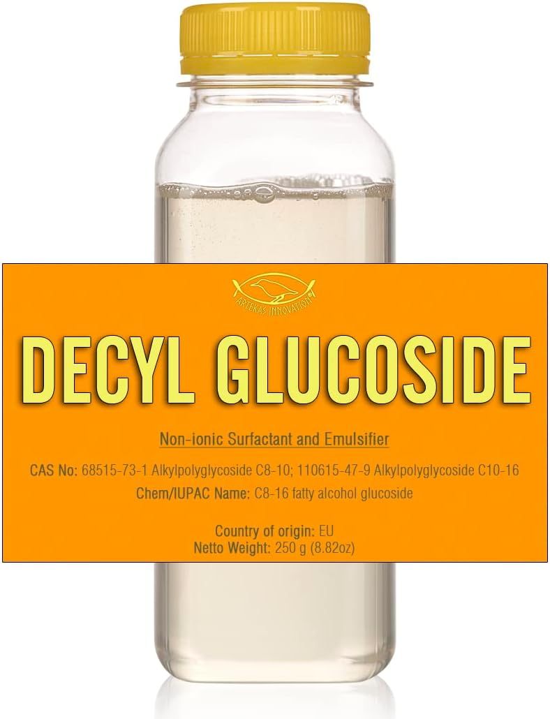 Decyl Glucoside Non-Ionic Surfactant and Emulsifier - Gel - 8.82 oz - For Formulations and DIY Skin Care - Shower Gels, Foaming, Body Soap, Shampoos, Face Cleansers