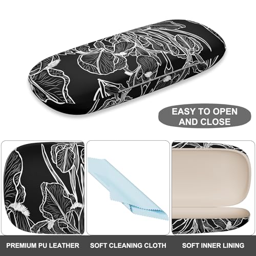 Image of Eyeglasses Case, Portable Hard Shell Protective Case for Glasses, Eyeglass Holder Box for Women with Cleaning Cloth