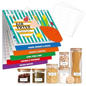 Magnetic Air Fryer Cheat Sheet, Air Fryer Cooking Guide Booklet with 72 Removable Blank Labels, Cooking Time Temp Chart Recipe Guide for Quick Reference Magnetic Air Fryer Cheat Sheet Air Fryer Cooking Guide Booklet with 72 Removable Blank Labels Cooking Time Temp Chart Recipe Guide for Quick Reference