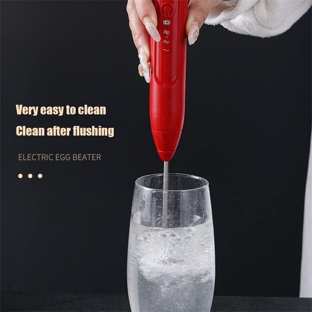 USB Electric Whisk Coffee Milk Drink Mixer Mixing Head Whisk Rechargeable (Color : Red Size : As the picture shows) (White As the picture shows)