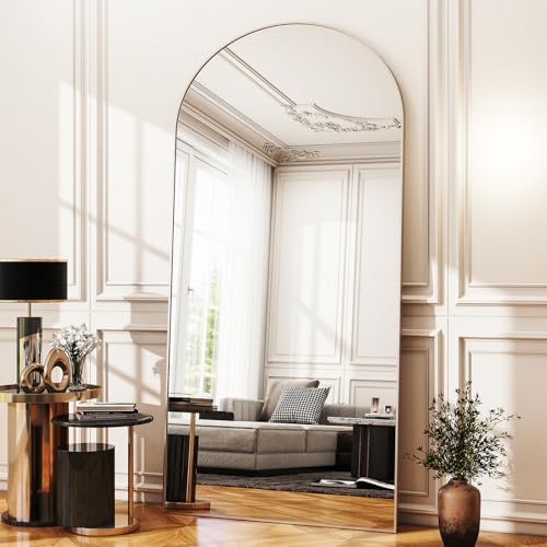 Modern Arched Full-Length Mirror, 30"x71" Arched Floor Mirror with Stand, Wall-Mounted Mirror for Bathroom, Dressing Room - Hanging or Leaning - Full Body Mirrors for Bedroom,Sliver
