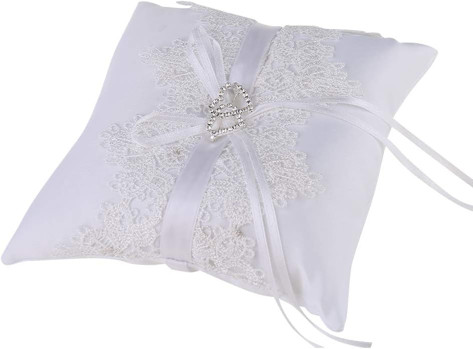 Lace Pearl Wedding Ring Pillow Ivory Cushion Bearer for Beach Wedding Pillow Ring Pillow Embroidered
