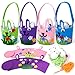 Sprinlot Koszyk wielkanocny DIY dla dzieci, 4 szt. wielkanocnych zajączków, kolorowy filc, koszyk wielkanocny z pisankami wielkanocnymi, zestaw do majsterkowania na prezenty wielkanocne i dekoracje wielkanocne, kosz na słodycze