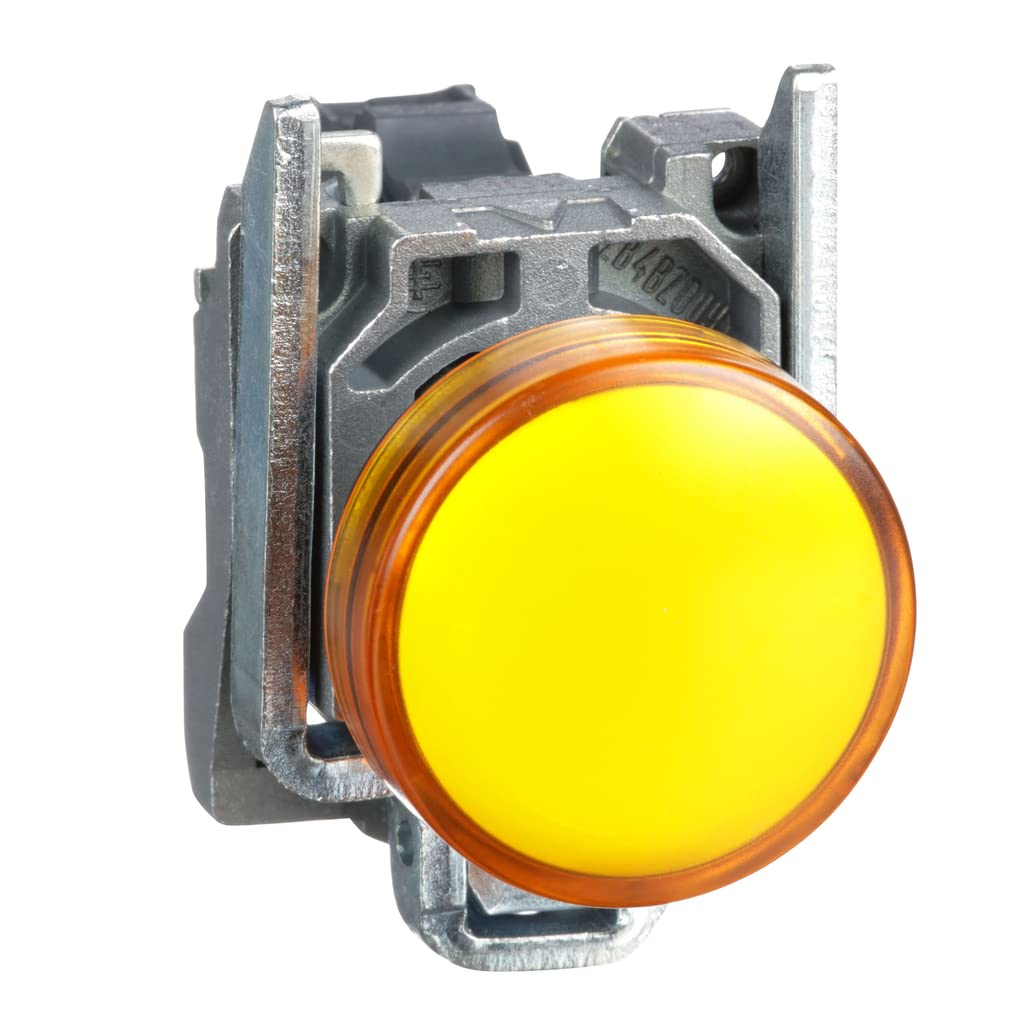 Schneider Electric Harmony XB4 - Pilot Indicator Light, Metal, Plain Lens, Integral LED, Industrial Control, 110…120 V AC, XB4BVG5, Orange