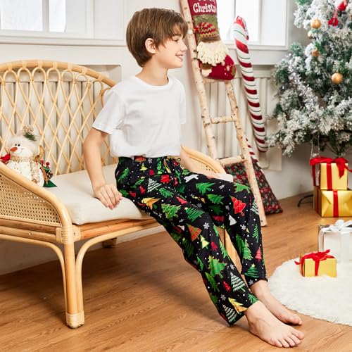 UNICOMIDEA Girl Ugly Pajamas Cool Christmas Tree Pant For Boys Fashion Ugly Christmas Outfit 10-12 Year Sleepwear Bottoms 11T Boy Xmas Pants Gift Kid Vacation Pyjama Joggers — view 3