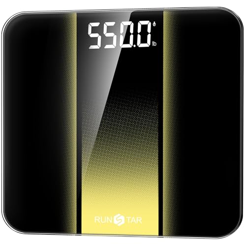 Image of RunStar 14-Inch Scale for Body Weight 550lbs, Extra Wide Platform Digital Bathroom Scale Highly Accurate, Large LED Display, Baby /Pet Mode, 8mm Tempered Glass for Heavy People