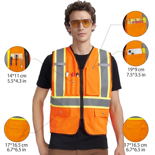 Image of A-KSAFETY High Visibility Safety Vest for Men Women with Pockets and Zipper