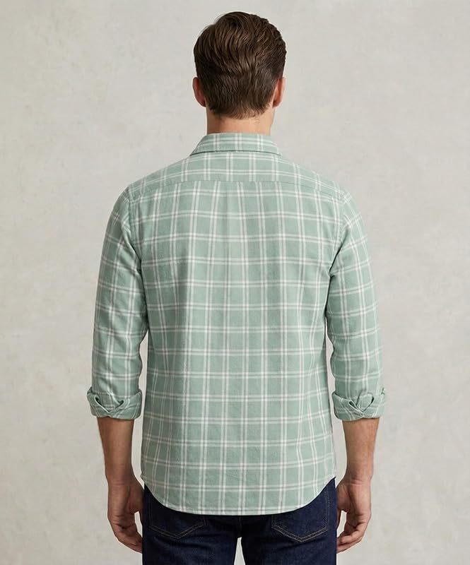 Image of DEELMO Men's Stylish Cotton Blend Casual Chakes Shirt || Full Sleeve Shirt with Dual Flap Pockets Fabric || Perfect for Casual and Classic Fit & Style || Stylish Everyday Wear