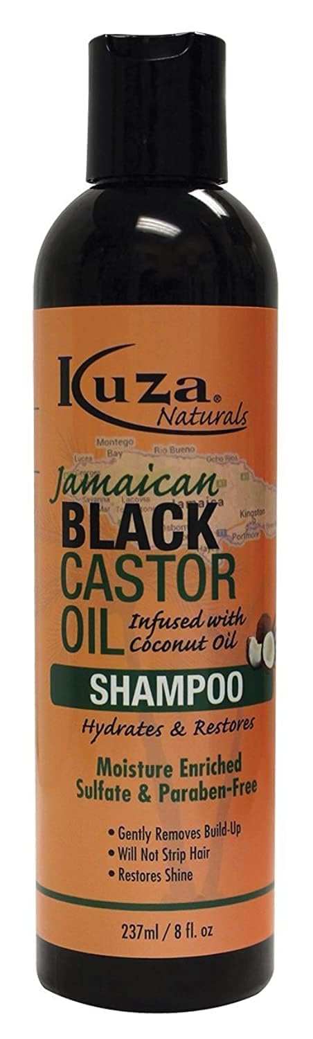 Kuza Jamaican Black Castor Oil Shampoo - Infused with Coconut Oil - for All Hair Types and Color-Treated Hair, 8 fl oz