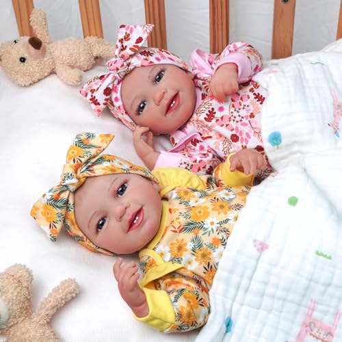 Image of BABESIDE Lifelike Reborn Baby Dolls - 20 Inch Twins with Sweet Smile & Realistic Soft Body - Newborn Baby Dolls for Kids Age 3+
