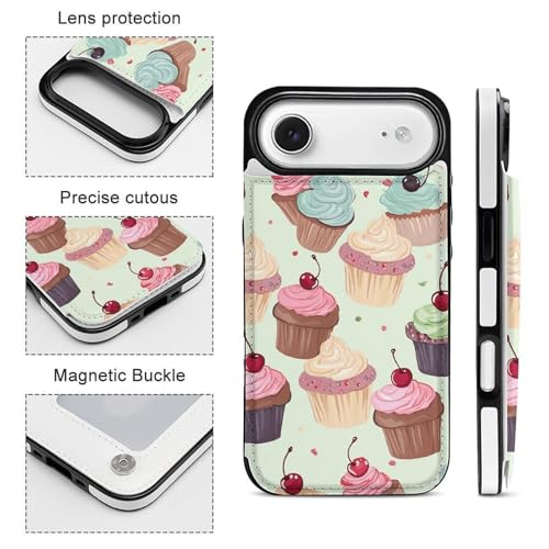 Étui portefeuille cupcake iPhone 17 coque de téléphone portable fine