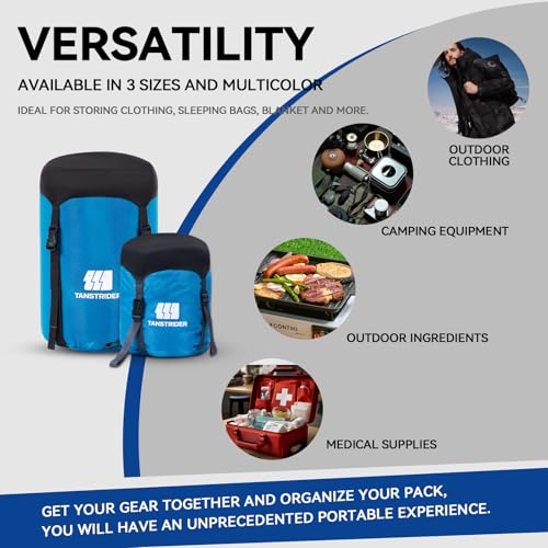 Compression Stuff Sack for Sleeping Bag,Blue 16L/20L/29L Water Resistant Ultralight Lightweight Nylon Space Saving Gear Sleeping Bag Storage Sack for Camping, Hiking, Travel, Outdoor, Backpacking