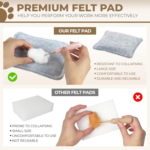 Image of MOREJMTT Needle Felting Kit, 6 PCS Animal Needle Felting Beginner Kits, Wool Felt Needle Felting Tools Foam Pad, Craft Party Supplies for Beginners Adult(Cat Family)