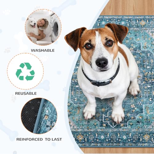 Image of Lahome Reusable Washable Puppy Pads - 2 Pack Super Absorbent & Waterproof Dog Training Mats for Potty, Crate and Floor - Leakproof Pee Pads with Non-Slip Backing (Blue, 36 inchx48 inch)