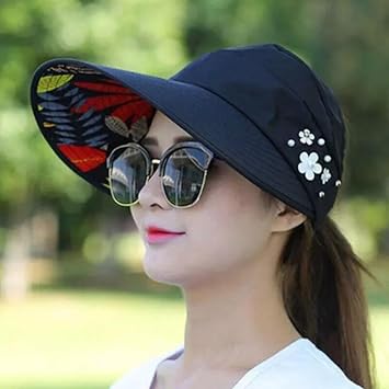 Valkyrie Wide Viewfinder Sunscreen Women's Hat Visor Sports Tennis Hat Dark Black