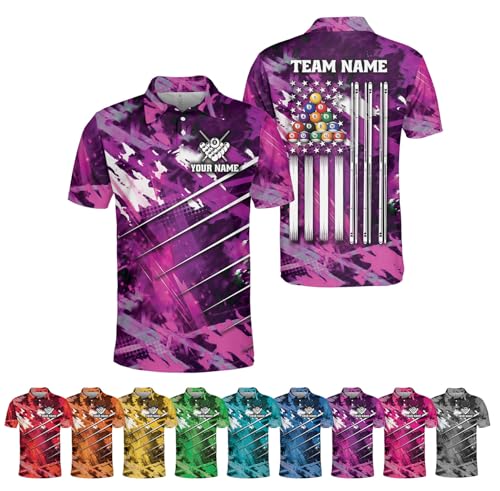 Custom Billiards Polo Shirts for Men, Personalized Billiards Polo Shirt for Women, 8 Ball Pool Polo Shirts for Men Billiard