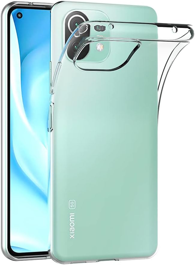 AICEK Case Compatible for Xiaomi Mi 11 Lite/Mi 11 Lite 5G / Mi 11 Youth / CC11 4G, Transparent Silicone Case for Xiaomi 11 Lite Cover Bumper Clear Case
